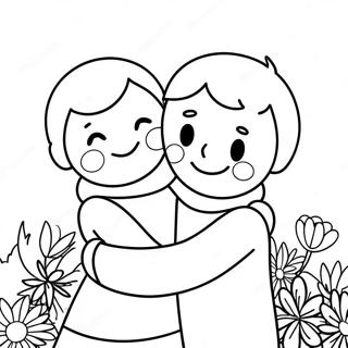 Happy Friends Hugging Coloring Page 70013-56252