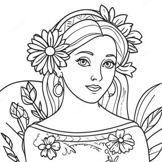 Esperanza With Beautiful Flowers Coloring Page 70043-56275