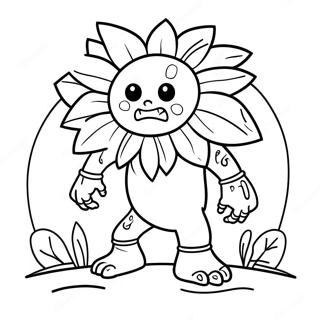 Gargantuar Zombie With Giant Sunflower Coloring Page 70073-56294