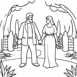 Abraham And Sarah In A Beautiful Garden Coloring Page 70163-56369