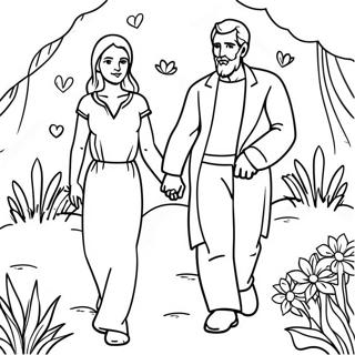 Abraham And Sarah In A Beautiful Garden Coloring Page 70163-56371