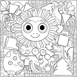 Puzzle Coloring Page With Fun Shapes 7021-5771