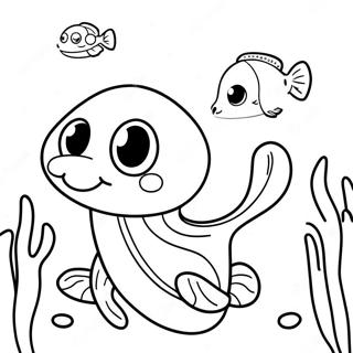 Cute Tadpole Swimming Coloring Page 70233-56427