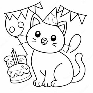 Cat Birthday Coloring Pages