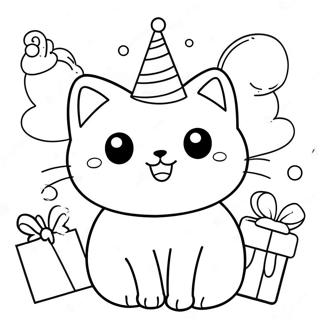 Cute Cat Birthday Party Coloring Page 70302-56478