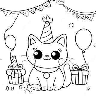 Cute Cat Birthday Party Coloring Page 70302-56479