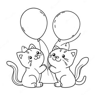 Playful Kittens With Balloons Coloring Page 70303-56481