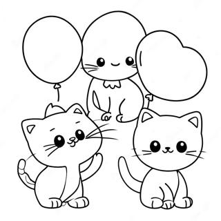 Playful Kittens With Balloons Coloring Page 70303-56482