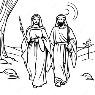 Mary And Joseph Travel To Bethlehem Coloring Pages