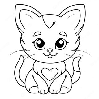 Adorable Valentine Kitten Coloring Page 70333-56506