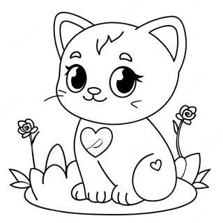 Adorable Valentine Kitten Coloring Page 70333-56507