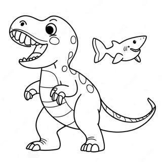 Friendly Dinosaur Shark Coloring Page 70343-56513