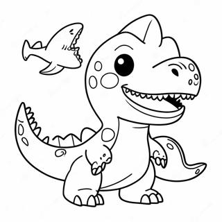 Friendly Dinosaur Shark Coloring Page 70343-56515