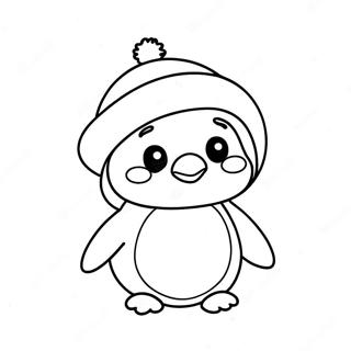 Cute Christmas Penguin With Santa Hat Coloring Page 70353-56522