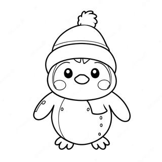 Cute Christmas Penguin With Santa Hat Coloring Page 70353-56523