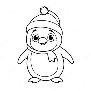 Cute Christmas Penguin With Santa Hat Coloring Page 70353-56524