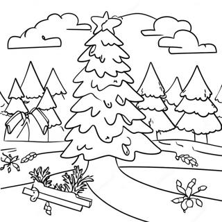 Festive Christmas Tree Farm Scene Coloring Page 70363-56544