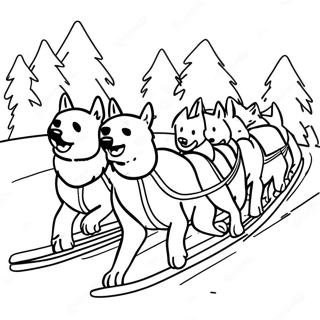 Dog Sled Team Racing Through Snow Coloring Page 70382-56538