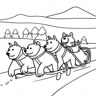 Dog Sled Team Racing Through Snow Coloring Page 70382-56539