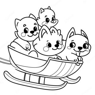 Cute Puppies Pulling A Dog Sled Coloring Page 70383-56545