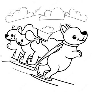 Cute Puppies Pulling A Dog Sled Coloring Page 70383-56546