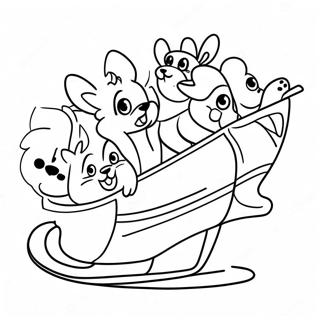 Cute Puppies Pulling A Dog Sled Coloring Page 70383-56547