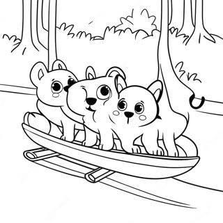 Cute Puppies Pulling A Dog Sled Coloring Page 70383-56548