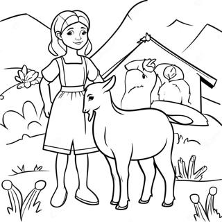 Heidi With Her Goat Coloring Page 70503-56641