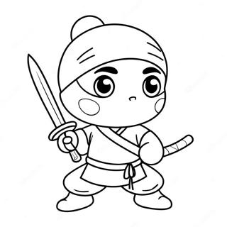 Cute Ninja With A Katana Coloring Page 70653-56767