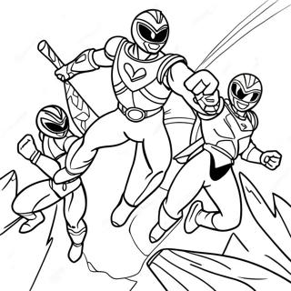 Mighty Morphin Power Ranger Action Scene Coloring Page 70703-56801