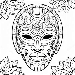 Traditional African Mask Coloring Page 70763-56853