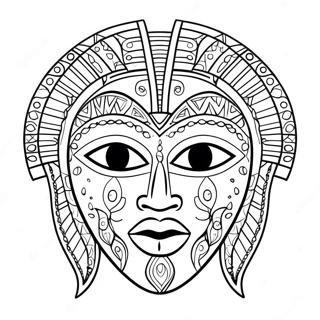 Traditional African Mask Coloring Page 70763-56855