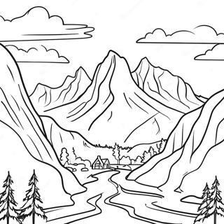 Beautiful Mountain Landscape Coloring Page 70803-56878