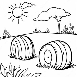 Hay Bales In A Sunny Field Coloring Page 70812-56882