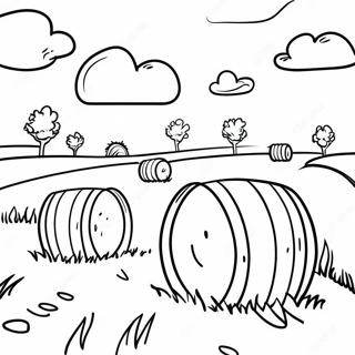 Hay Bales In A Sunny Field Coloring Page 70812-56883