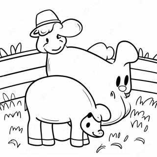 Cute Farm Animals Around Hay Coloring Page 70813-56887