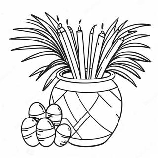 Colorful Pongal Pot With Sugarcane Coloring Page 70823-56900