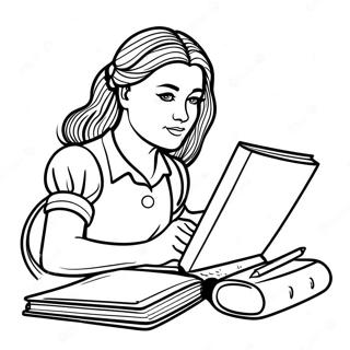 Jo March Writing In Her Notebook Coloring Page 70853-56918