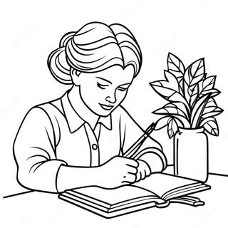 Jo March Writing In Her Notebook Coloring Page 70853-56920