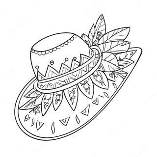 Colorful Sombrero With Flowers Coloring Page 70863-56929