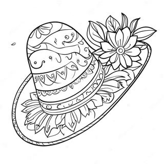 Colorful Sombrero With Flowers Coloring Page 70863-56930