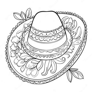 Colorful Sombrero With Flowers Coloring Page 70863-56932