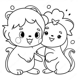 Cute Xiao With Friends Coloring Page 70873-56938