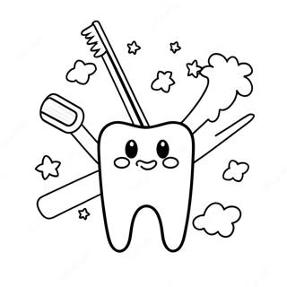 Cute Toothbrush And Tooth Coloring Page 71023-57057