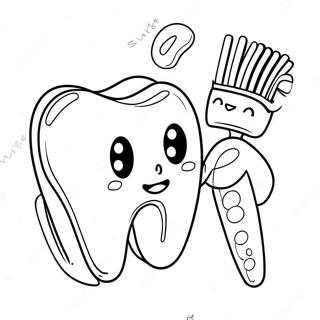 Cute Toothbrush And Tooth Coloring Page 71023-57059