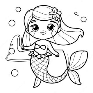 Cute Mermaid With Dolphin Coloring Page 71073-57097