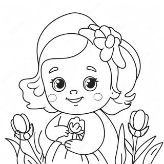 Cute Abigail With A Flower Coloring Page 71093-57113