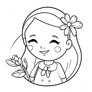 Cute Abigail With A Flower Coloring Page 71093-57114