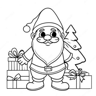 Festive Gnome With Christmas Tree Coloring Page 7112-5838