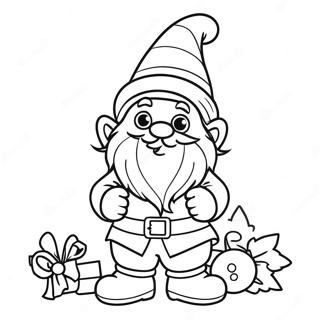 Festive Gnome With Christmas Tree Coloring Page 7112-5839